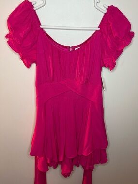 Altar'd State Hot Pink Ruffled Peplum Mini Dress Romper